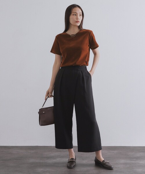 OPAQUE.CLIP（オペークドットクリップ）の「フロッキーチュールTシャツ【洗濯機洗い可】（Tシャツ/カットソー・レディース・ブラック/ネイビー/ピンク/ダークブラウン・42/40/38）」の16枚目の写真