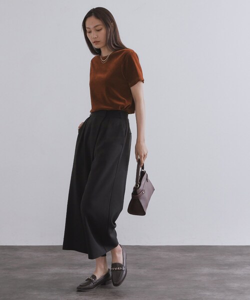 OPAQUE.CLIP（オペークドットクリップ）の「フロッキーチュールTシャツ【洗濯機洗い可】（Tシャツ/カットソー・レディース・ブラック/ネイビー/ピンク/ダークブラウン・42/40/38）」の17枚目の写真
