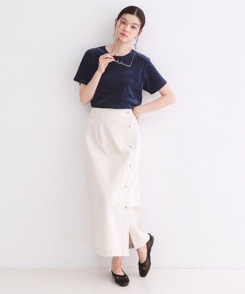 OPAQUE.CLIP（オペークドットクリップ）の「フロッキーチュールTシャツ【洗濯機洗い可】（Tシャツ/カットソー・レディース・ブラック/ネイビー/ピンク/ダークブラウン・42/40/38）」の20枚目の写真