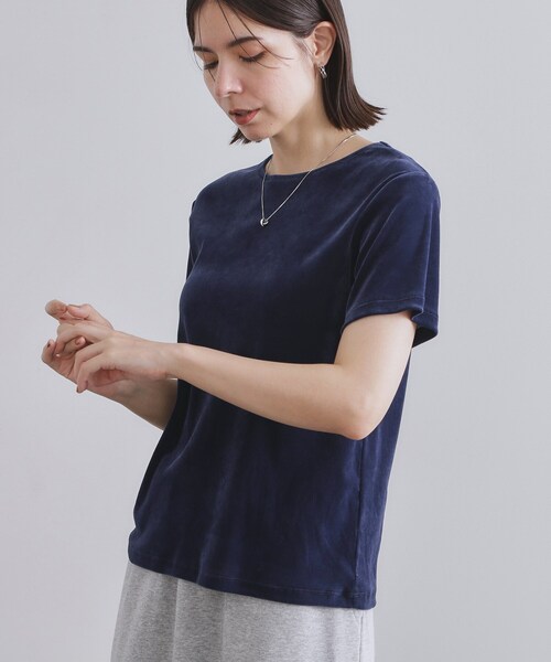 OPAQUE.CLIP（オペークドットクリップ）の「フロッキーチュールTシャツ【洗濯機洗い可】（Tシャツ/カットソー・レディース・ブラック/ネイビー/ピンク/ダークブラウン・42/40/38）」の22枚目の写真
