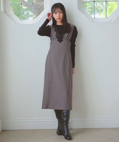 Feroux（フェルゥ）の「美シルエットレース ジャンパースカート（スカート・レディース・ホワイト系2/グレー系・MEDIUM/SMALL）」の3枚目の写真