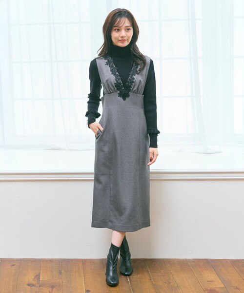 Feroux（フェルゥ）の「美シルエットレース ジャンパースカート（スカート・レディース・ホワイト系2/グレー系・MEDIUM/SMALL）」の5枚目の写真