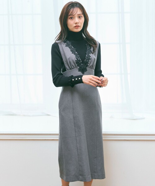 Feroux（フェルゥ）の「美シルエットレース ジャンパースカート（スカート・レディース・ホワイト系2/グレー系・MEDIUM/SMALL）」の7枚目の写真