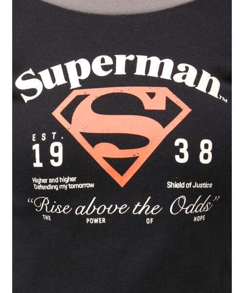 SUPERMAN（スーパーマン）の「SUPERMAN GYDA 2WAYラグランショートトップス（Tシャツ/カットソー・レディース・ブラック/オフホワイト・FREE）」の4枚目の写真
