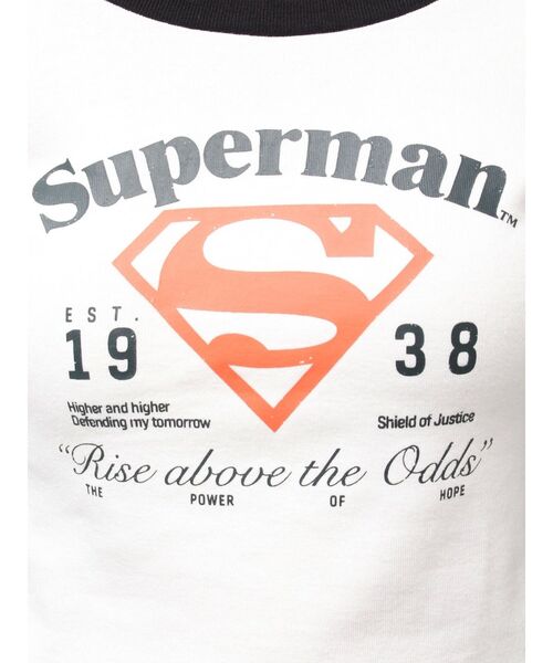 SUPERMAN（スーパーマン）の「SUPERMAN GYDA 2WAYラグランショートトップス（Tシャツ/カットソー・レディース・ブラック/オフホワイト・FREE）」の3枚目の写真