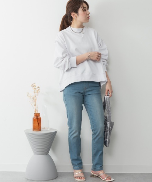 RCD(アールシーディー)の「ストレッチデニムウエストゴムスリムパンツ(デニムパンツ・レディース・ワンウォッシュ/ブルー/ネイビー・L/M/3L/LL/4L)」の22枚目の写真