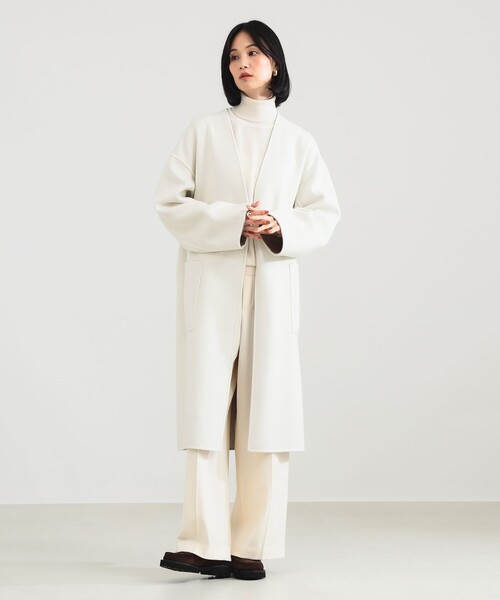 美品 デミルクス ビームス 6.8万円 高級イタリア製生地 ノーカラーコート お値下げ✨美品✨デミルクス ビームス 4,6万円 ノーカラーコート