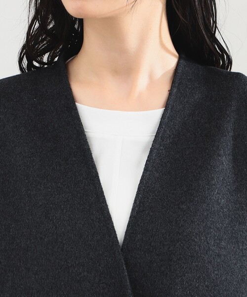 ビームスの百名品】リバー Vネック ロングコート（ノーカラーコート