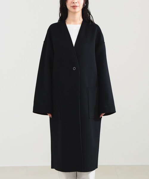 未使用 デミルクスビームス リバーシブルロングコート ネイビー