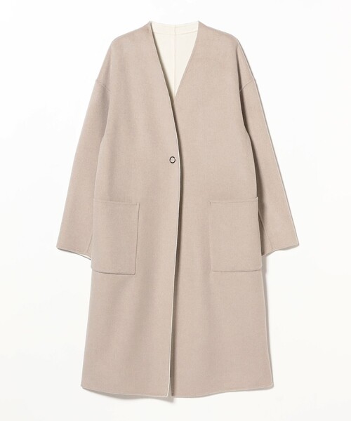 Demi-Luxe BEAMS（デミルクス ビームス）の「リバー Vネック ロングコート（ノーカラーコート・レディース・チャコールグレー/ベージュ/ネイビー系・34/36/38）」の21枚目の写真