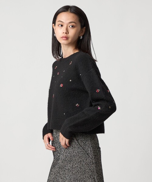 EMMEL REFINES（エメルリファインズ）の「＜EMMEL REFINES＞EM HW フラッフィー ビジュー ニット プルオーバー（ニット/セーター・レディース・ブラック/ホワイト・FREE）」の7枚目の写真