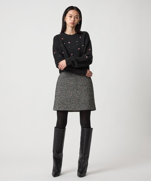 EMMEL REFINES（エメルリファインズ）の「＜EMMEL REFINES＞EM HW フラッフィー ビジュー ニット プルオーバー（ニット/セーター・レディース・ブラック/ホワイト・FREE）」の12枚目の写真