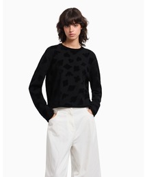 【エンポリオ アルマーニ】クルーネックニット ジャカードシェニール パターン