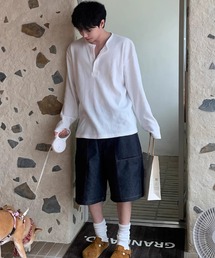 VIBGYOR（ヴィブジョー）の「【ABREATH】オーバサイズリブヘンリーネックロングTシャツ（Tシャツ/カットソー・レディース）」