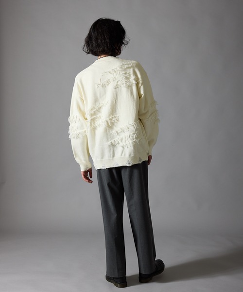 Theater code(シアターコード)の「Fringe Design Distressed Crew Neck Sweater / フリンジデザイン ダメージ加工 クルーネックニットセーター 秋 秋服メンズ 2026年秋冬 冬服(ニット/セーター・メンズ・ホワイト/ブラック・L/M)」の22枚目の写真