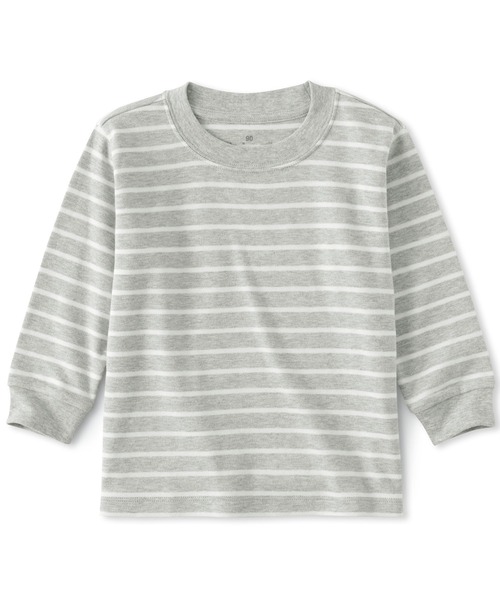 無印良品（ムジルシリョウヒン）の「ベビー　あたまするっと　両面起毛クルーネック長袖Ｔシャツ（Tシャツ/カットソー・キッズ・グレー系1/イエロー系/ネイビー系/ライトグリーン系/グレー系/オフホワイト・100/90/80）」の3枚目の写真