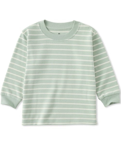 無印良品（ムジルシリョウヒン）の「ベビー　あたまするっと　両面起毛クルーネック長袖Ｔシャツ（Tシャツ/カットソー・キッズ・グレー系1/イエロー系/ネイビー系/ライトグリーン系/グレー系/オフホワイト・100/90/80）」の4枚目の写真