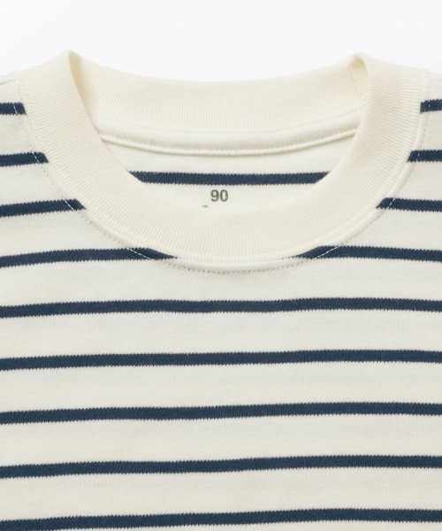 無印良品（ムジルシリョウヒン）の「ベビー　あたまするっと　両面起毛クルーネック長袖Ｔシャツ（Tシャツ/カットソー・キッズ・グレー系1/イエロー系/ネイビー系/ライトグリーン系/グレー系/オフホワイト・100/90/80）」の11枚目の写真