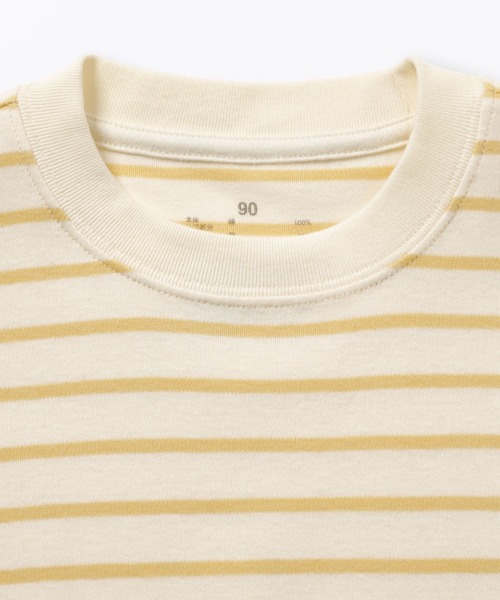 無印良品（ムジルシリョウヒン）の「ベビー　あたまするっと　両面起毛クルーネック長袖Ｔシャツ（Tシャツ/カットソー・キッズ・グレー系1/イエロー系/ネイビー系/ライトグリーン系/グレー系/オフホワイト・100/90/80）」の9枚目の写真