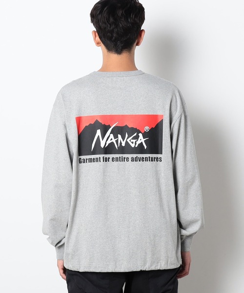 NANGA(ナンガ)の「NANGA×GrandPARK/ナンガ×グランドパーク別注バックプリントドローコードロングスリーブTシャツ(Tシャツ/カットソー・メンズ・グレー/ホワイト/ブラック・LARGE/MEDIUM/SMALL)」の3枚目の写真