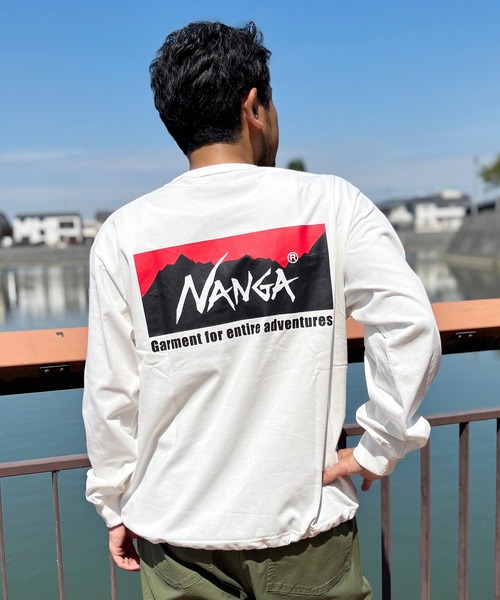 NANGA(ナンガ)の「NANGA×GrandPARK/ナンガ×グランドパーク別注バックプリントドローコードロングスリーブTシャツ(Tシャツ/カットソー・メンズ・グレー/ホワイト/ブラック・LARGE/MEDIUM/SMALL)」の1枚目の写真