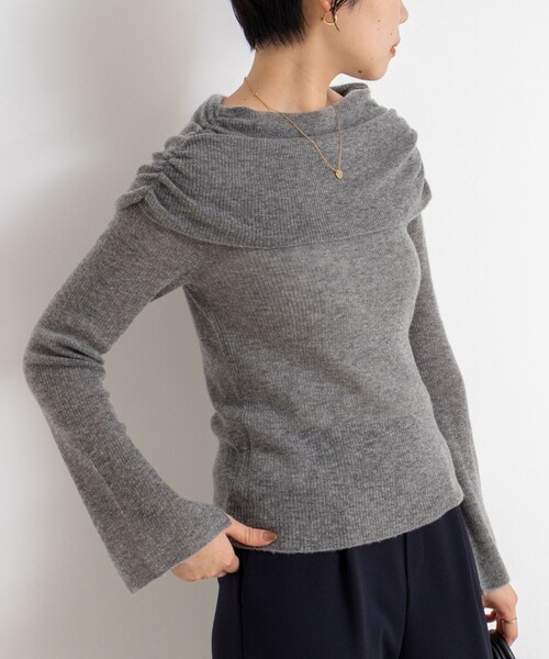 NOLLEY’S Sophi（ノーリーズソフィ）の「カシミヤ混ガーゼ風リブオフショルプルオーバーニット（ニット/セーター・レディース・グレー/ベビーピンク/ダークブラウン・38）」の11枚目の写真