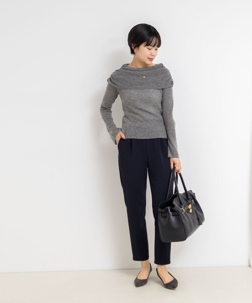 NOLLEY’S Sophi（ノーリーズソフィ）の「カシミヤ混ガーゼ風リブオフショルプルオーバーニット（ニット/セーター・レディース・グレー/ベビーピンク/ダークブラウン・38）」の12枚目の写真