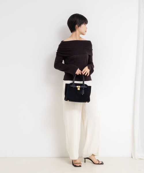 NOLLEY’S Sophi（ノーリーズソフィ）の「カシミヤ混ガーゼ風リブオフショルプルオーバーニット（ニット/セーター・レディース・グレー/ベビーピンク/ダークブラウン・38）」の19枚目の写真