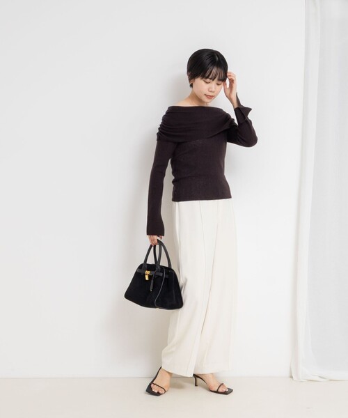 NOLLEY’S Sophi（ノーリーズソフィ）の「カシミヤ混ガーゼ風リブオフショルプルオーバーニット（ニット/セーター・レディース・グレー/ベビーピンク/ダークブラウン・38）」の20枚目の写真