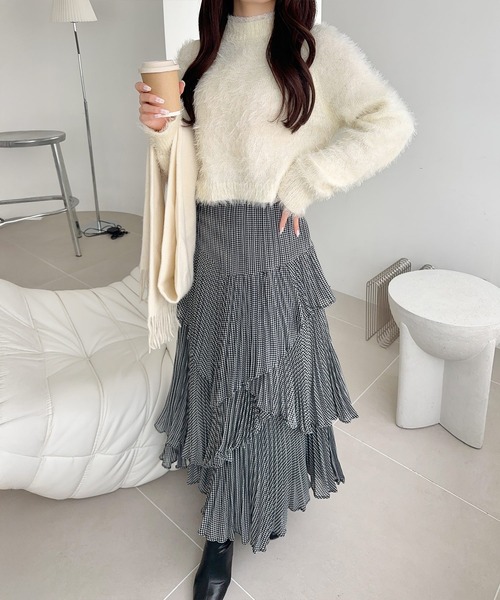 mily bilet(ミウィビレット)の「【mily bilet】背中で惹きつける、大人の甘さ。バッグリボンレースアップ衿レースレイヤードニットプルオーバー(ニット/セーター・レディース・アイボリー/グレー/チャコール・X-LARGE/SMALL/MEDIUM/LARGE)」の9枚目の写真