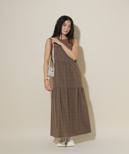 GLOBAL WORK（グローバルワーク）の「ティアードキャミワンピース/599690（ワンピース・レディース・チェック/ブラック・FREE）」の19枚目の写真