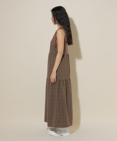 GLOBAL WORK（グローバルワーク）の「ティアードキャミワンピース/599690（ワンピース・レディース・チェック/ブラック・FREE）」の10枚目の写真