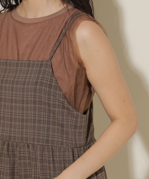 GLOBAL WORK（グローバルワーク）の「ティアードキャミワンピース/599690（ワンピース・レディース・チェック/ブラック・FREE）」の14枚目の写真