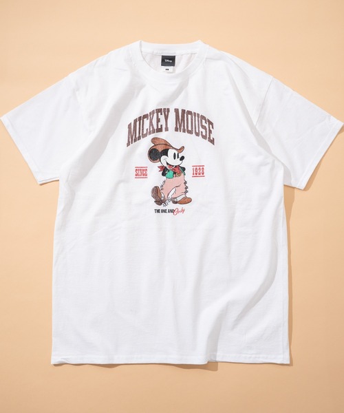 Disney】カウボーイ ミッキー グーフィー プリント/半袖Tシャツ