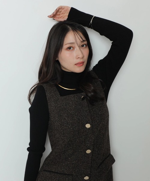 Apuweiser-riche（アプワイザーリッシェ）の「スクエアネックミニジャンスカ（ワンピース・レディース・ブラウン/ブラック・2/1）」の14枚目の写真