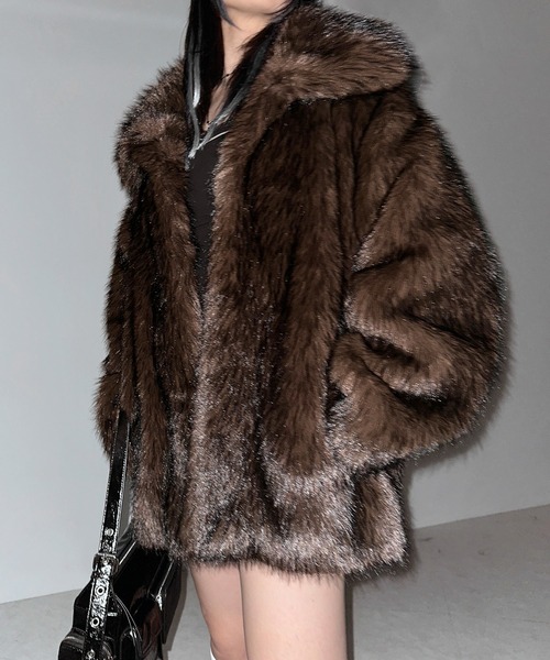 me+em select(ミームセレクト)の「【 5color 】フェイクファーボリュームミドルコート / fake fur volume middle coat(その他アウター・レディース・ブラウン/ブラック/アイボリー/グレー/ベージュ・FREE)」の19枚目の写真