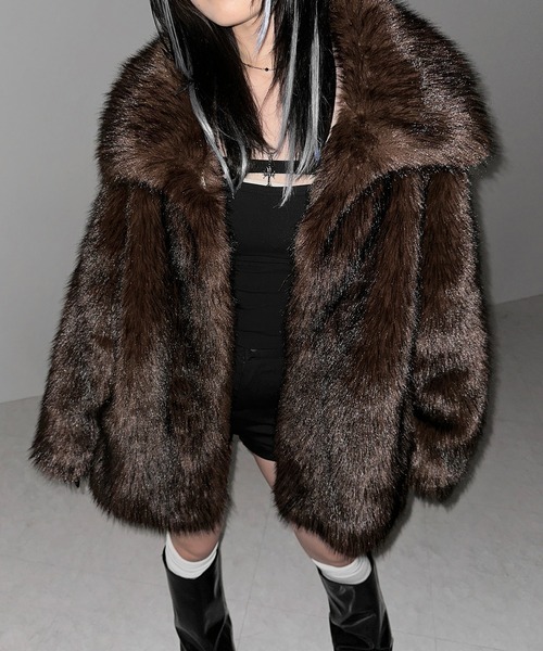 me+em select(ミームセレクト)の「【 5color 】フェイクファーボリュームミドルコート / fake fur volume middle coat(その他アウター・レディース・ブラウン/ブラック/アイボリー/グレー/ベージュ・FREE)」の20枚目の写真