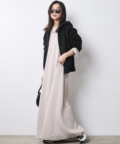 CHIC STYLE（シックスタイル）の「ジップアップニットフーディ＜大きいサイズ有＞シックスタイル（パーカー・レディース・アイボリー/グレー/ブラック・L/M/5L/4L/3L/LL）」の12枚目の写真