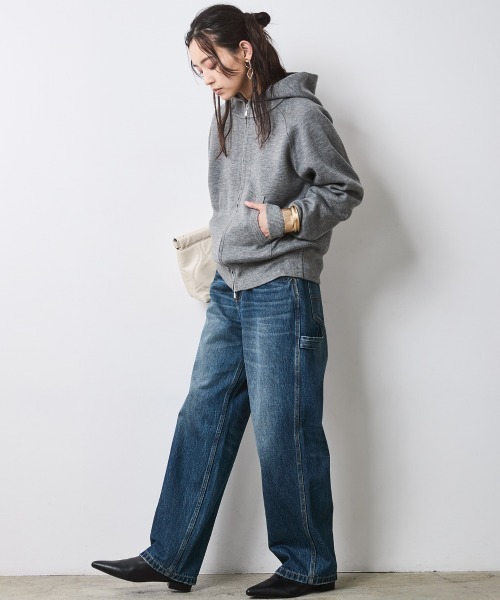 CHIC STYLE（シックスタイル）の「ジップアップニットフーディ＜大きいサイズ有＞シックスタイル（パーカー・レディース・アイボリー/グレー/ブラック・L/M/5L/4L/3L/LL）」の5枚目の写真