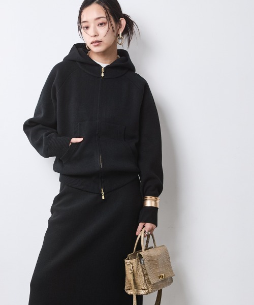 CHIC STYLE（シックスタイル）の「ジップアップニットフーディ＜大きいサイズ有＞シックスタイル（パーカー・レディース・アイボリー/グレー/ブラック・L/M/5L/4L/3L/LL）」の10枚目の写真