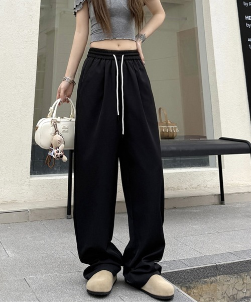 ReRe(リリ)の「カジュアルワイドパンツ(その他パンツ・レディース・ピンク/ブラック/ブルー/ベージュ・MEDIUM)」の1枚目の写真