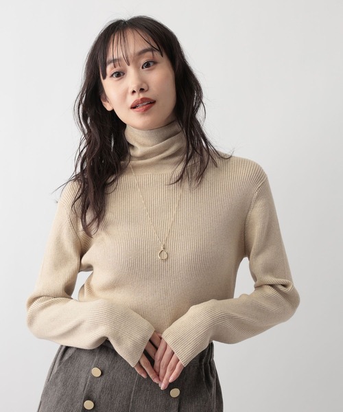 FOUND GOOD（ファウンドグッド）の「メンカシミヤリブタートルニット（ニット/セーター・レディース・ブラック/グレー系2/レッド系8/ベージュ・L/M）」の4枚目の写真