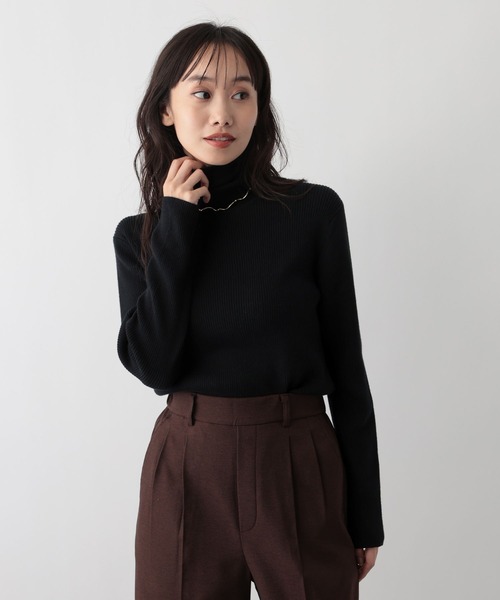 FOUND GOOD（ファウンドグッド）の「メンカシミヤリブタートルニット（ニット/セーター・レディース・ブラック/グレー系2/レッド系8/ベージュ・L/M）」の2枚目の写真