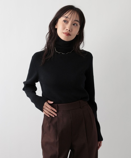 FOUND GOOD（ファウンドグッド）の「メンカシミヤリブタートルニット（ニット/セーター・レディース・ブラック/グレー系2/レッド系8/ベージュ・L/M）」の7枚目の写真