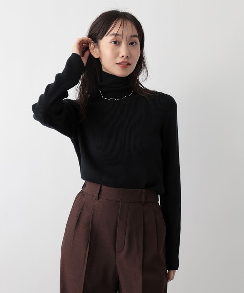 FOUND GOOD（ファウンドグッド）の「メンカシミヤリブタートルニット（ニット/セーター・レディース・ブラック/グレー系2/レッド系8/ベージュ・L/M）」の8枚目の写真