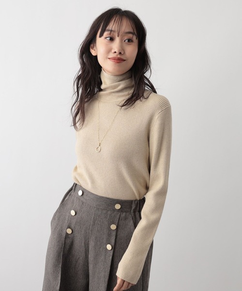 FOUND GOOD（ファウンドグッド）の「メンカシミヤリブタートルニット（ニット/セーター・レディース・ブラック/グレー系2/レッド系8/ベージュ・L/M）」の15枚目の写真