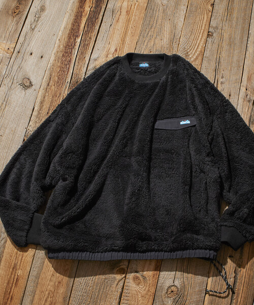 FREAK'S STORE（フリークスストア）の「限定展開 KAVU×FREAK'S STORE/カブー 別注 ナイロン切り替え シャギーフリース クルーネックプルオーバー / ヘムコード（その他トップス・メンズ・スミクロ/ベージュ/ネイビー/ブラック・SMALL/MEDIUM/LARGE）」の11枚目の写真