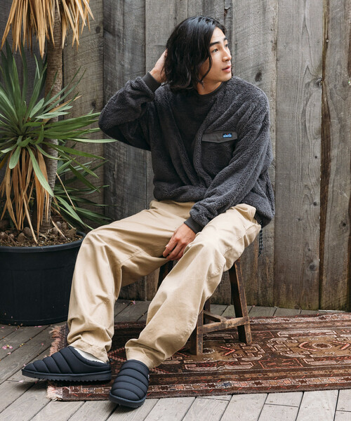 FREAK'S STORE（フリークスストア）の「限定展開 KAVU×FREAK'S STORE/カブー 別注 ナイロン切り替え シャギーフリース クルーネックプルオーバー / ヘムコード（その他トップス・メンズ・スミクロ/ベージュ/ネイビー/ブラック・SMALL/MEDIUM/LARGE）」の18枚目の写真