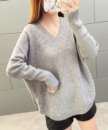 オーバーサイズ」に該当するレディースのニット/セーター（グレー/灰色