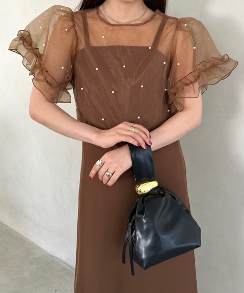 MYMOOD.（マイムード）の「ワンポイントパーツ ワンハンドルサイドファスナーハンドバッグ オケージョンバッグ 結婚式 お呼ばれ オケージョン（ハンドバッグ・レディース・ワインレッド/アイボリー/ブラック/ブラウン・FREE）」の13枚目の写真